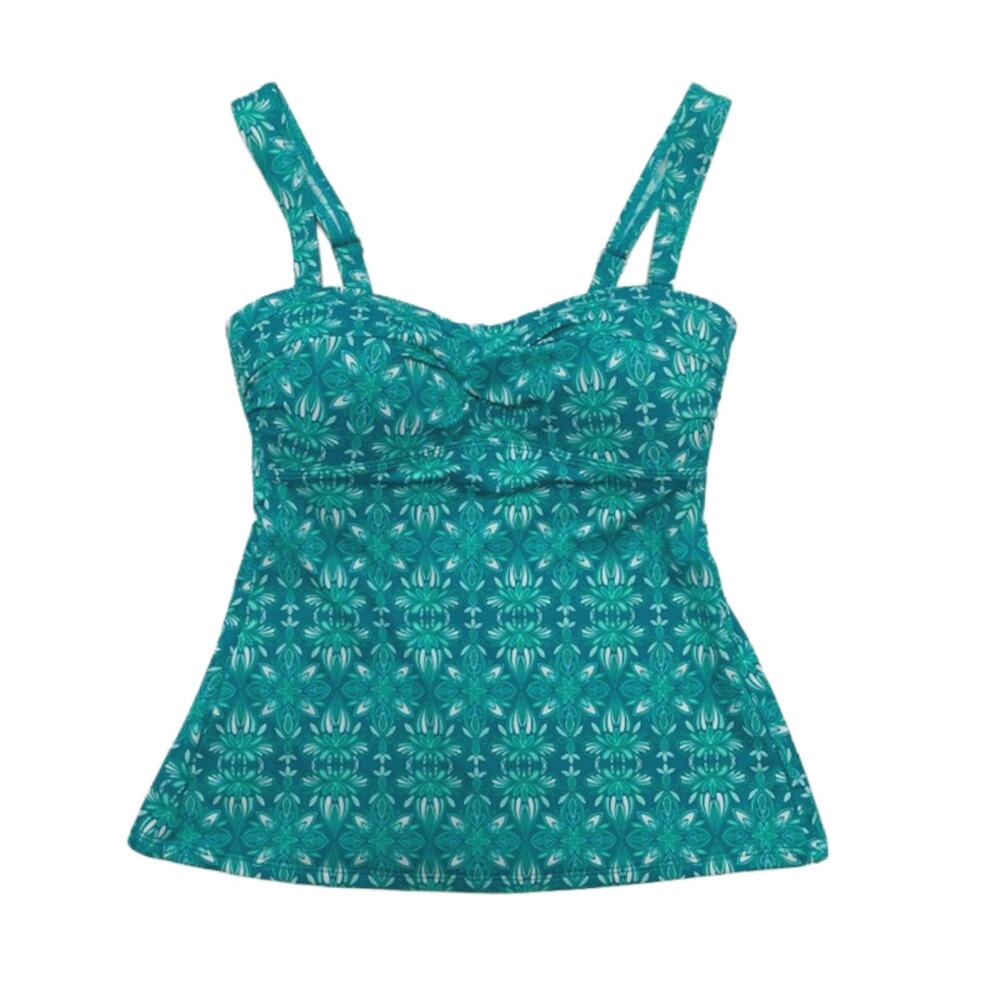 New L.L. BEAN Tidewater Tropical Aqua Bandeau Swim Tankini Top | 4
